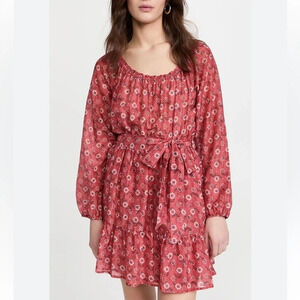 XiRENA Jia Coral Blush Silk Blend Floral Block Print Dress Medium NWT Beach Boho